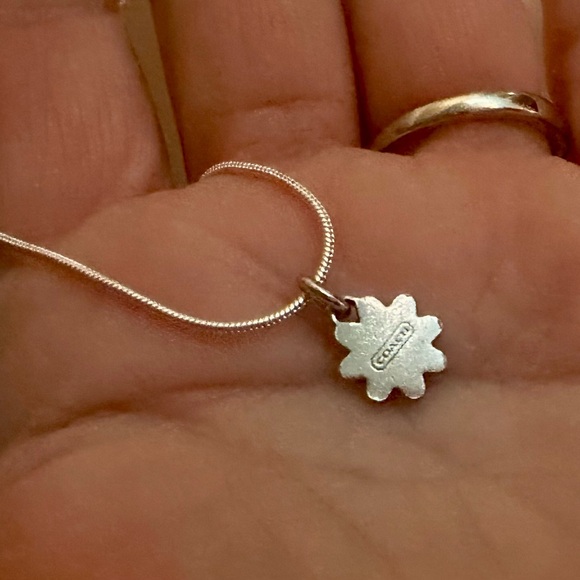 Coach Dainty Mini Purple Enamel Crystal Daisy Pendant .925 Necklace - Picture 4 of 6